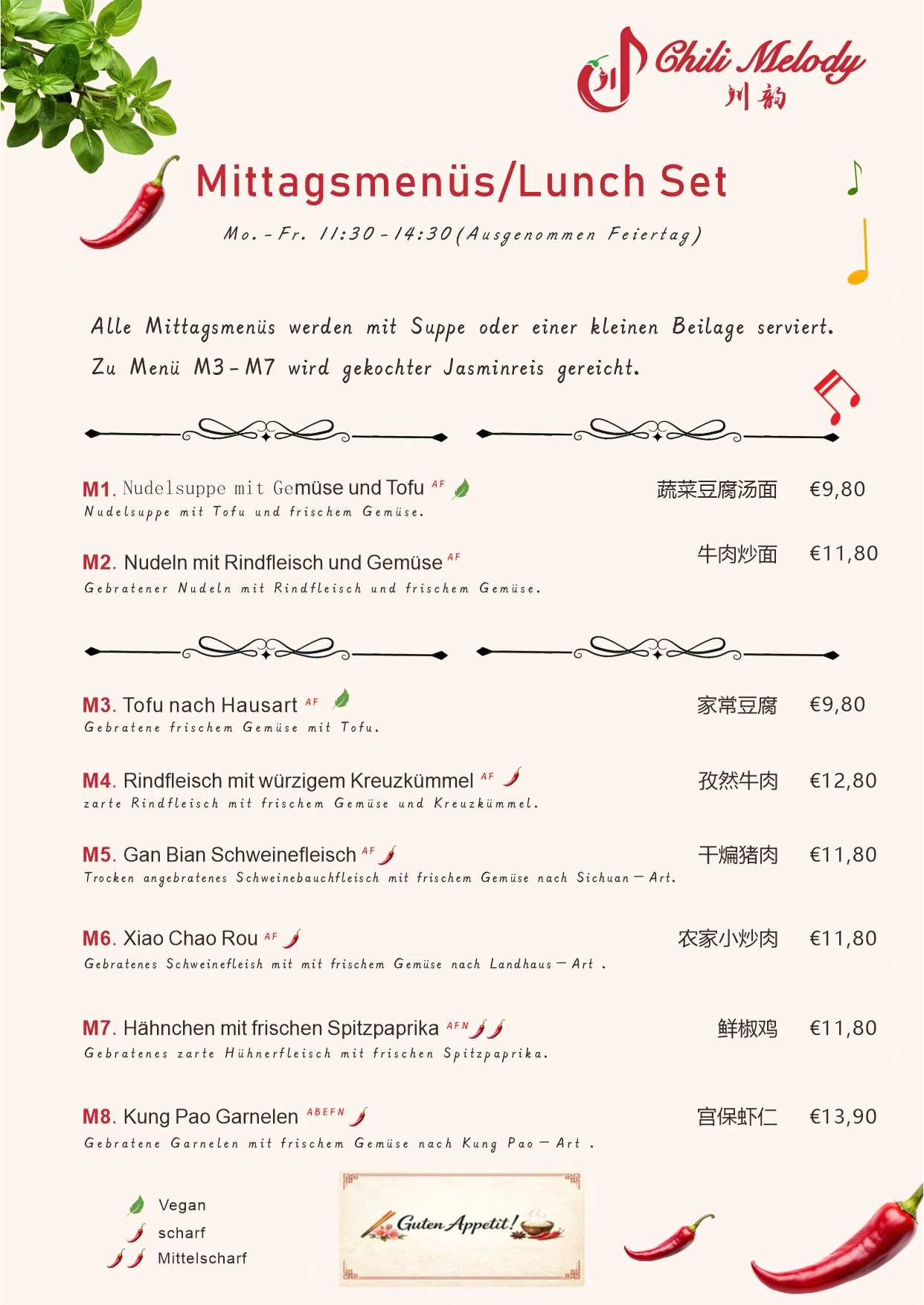 Vorschau der aktuellen Chili Melody Mittagskarte